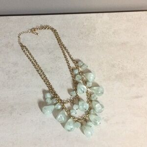 Mint green chunky dual strand gold necklace